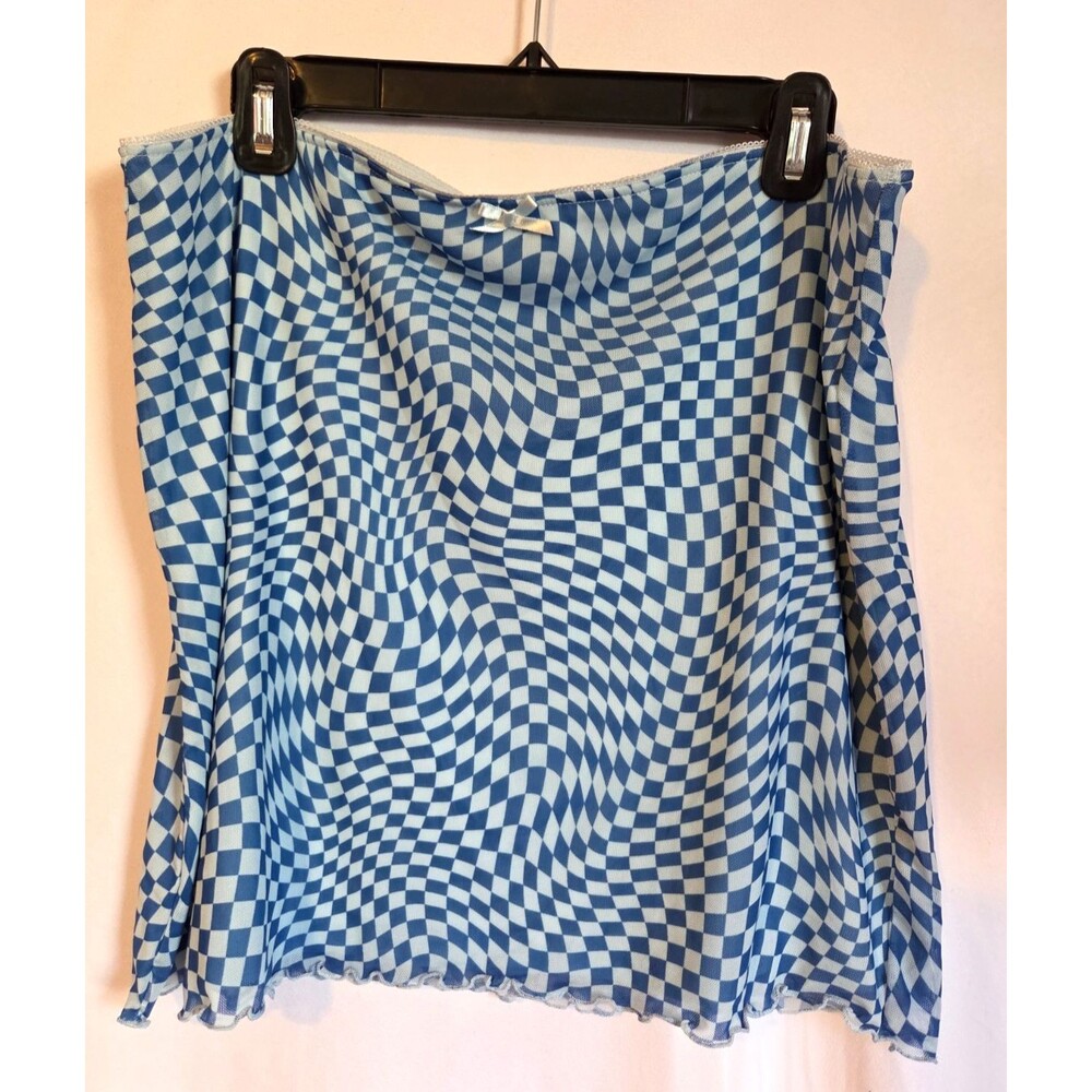 Wild Fable Womens XL Blue Checkerboard Mesh Mini Skirt Y2K Grunge Fairycore